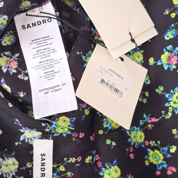 Sandro Paola Sleeveless Dress Black/Floral, Size 38, NWT - Picture 6 of 7